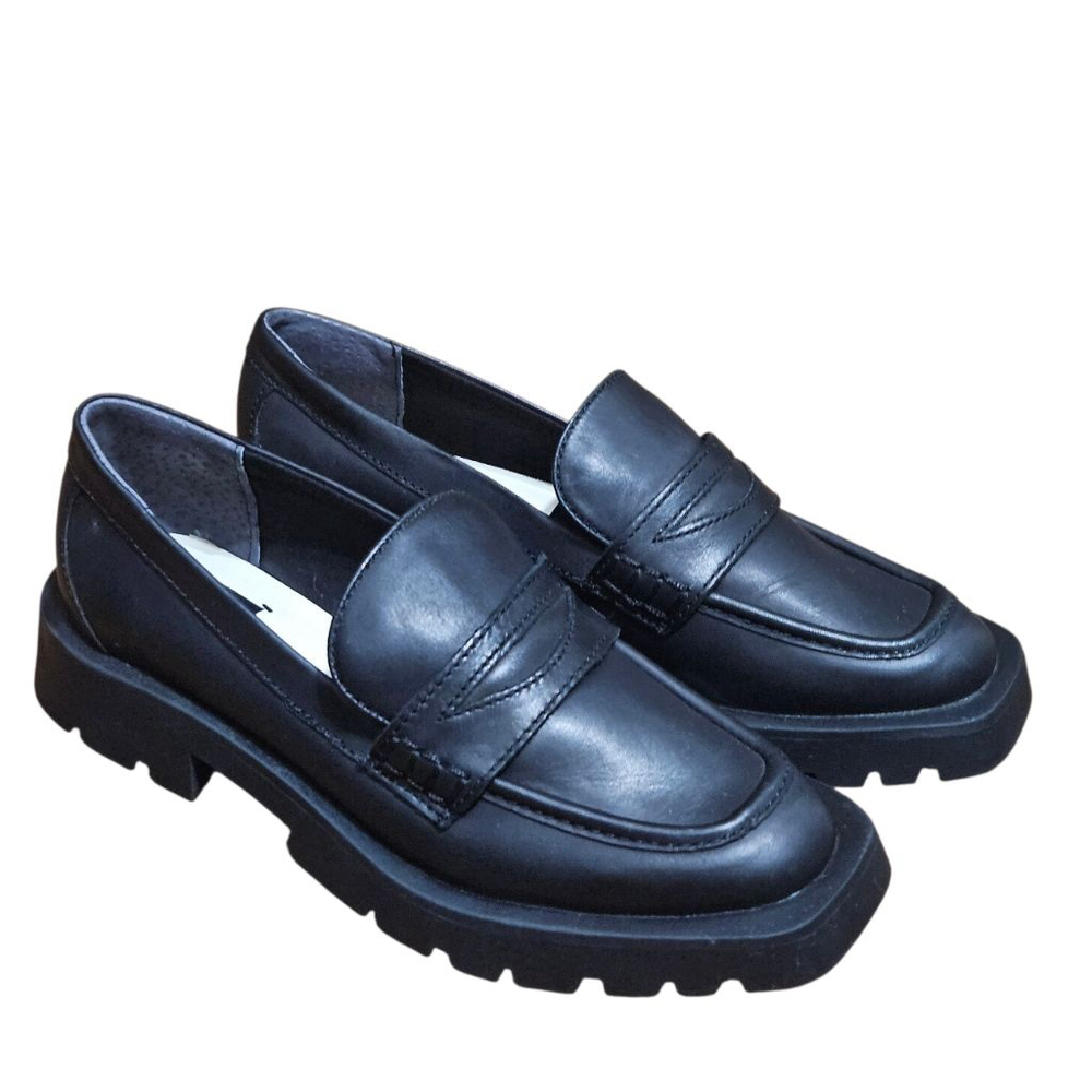 Dolce Vita Black Chunky Lug Sole Leather Loafers
